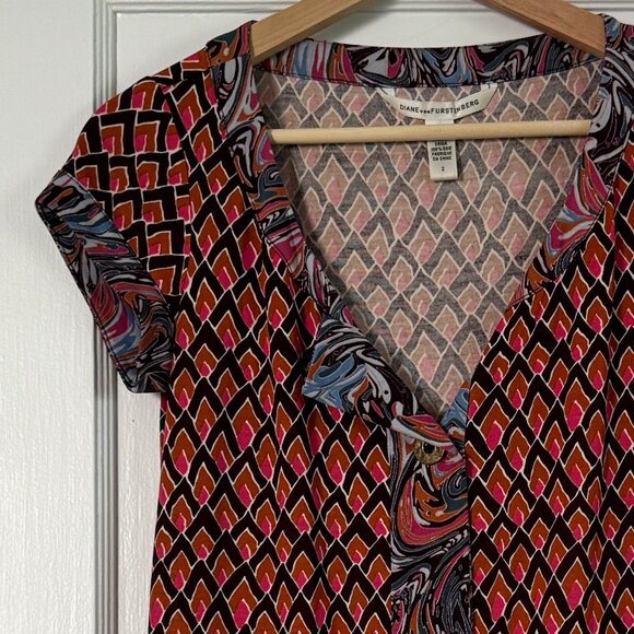 DIANE VON FURSTENBERG Kian Geometric Mini Shift Dress - Picture 9 of 10